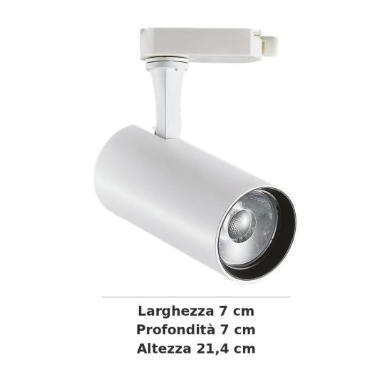 Ideal lux fox faretto per binario trifase orientabile led 25w 3000k cilindrico bianco