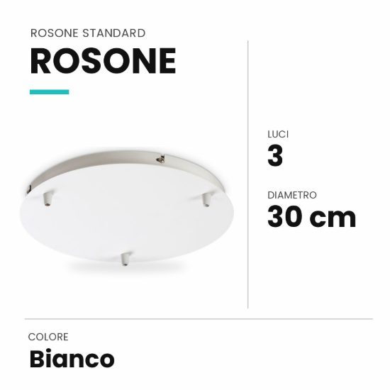 Ideal lux rosone standard a 3 luci 30cm bianco