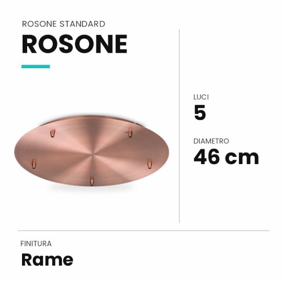 Ideal lux rosone standard a 5 luci 46cm rame