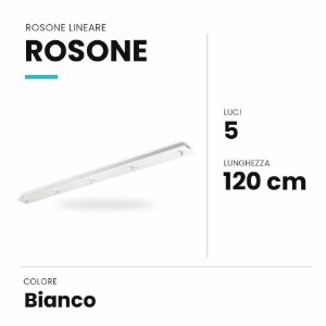 Ideal lux rosone lineare a 5 luci 120cm bianco