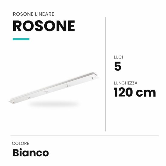 Ideal lux rosone lineare a 5 luci 120cm bianco