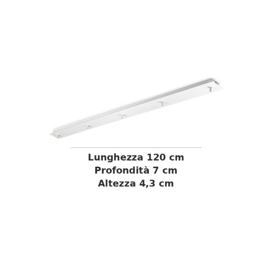 Ideal lux rosone lineare a 5 luci 120cm bianco