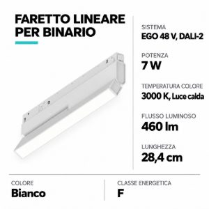 Ideal lux ego flexible wide faretto lineare per binario led 7w 3000k 28,4cm dali bianco