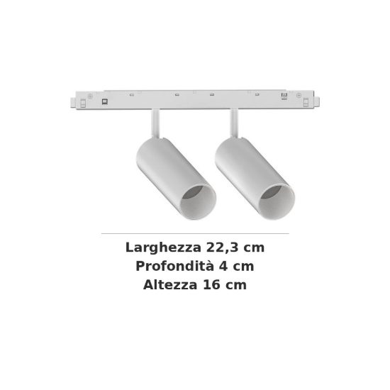 Ideal lux ego faretto doppio per binario 48v orientabile led 24w 3000k dali bianco
