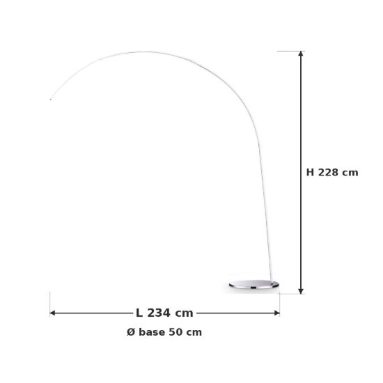Ideal lux dorsale lampada da terra ad arco e27 228cm per soggiorno moderna cromo