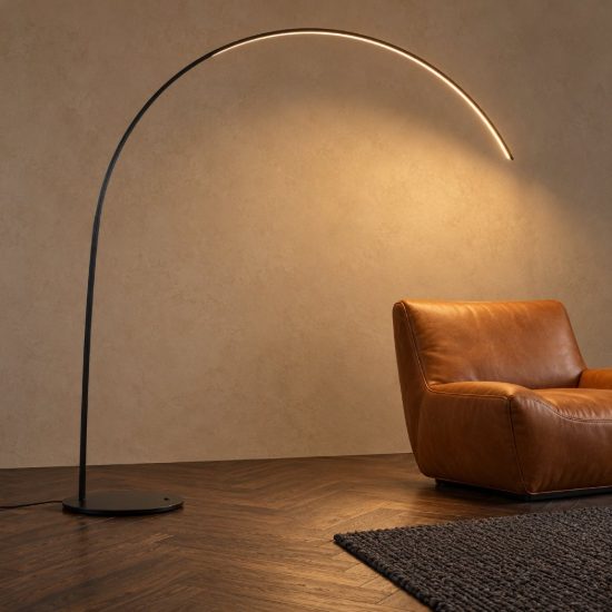 Ideal lux dorsale piantana ad arco e27 228cm per soggiorno moderna nera