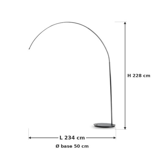 Ideal lux dorsale piantana ad arco e27 228cm per soggiorno moderna nera