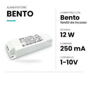 Ideal lux bento alimentatore dimmerabile 1-10v 12w 250ma per faretti da incasso