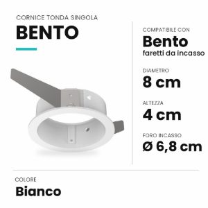 Ideal lux bento cornice tonda singola per faretti da incasso bianca