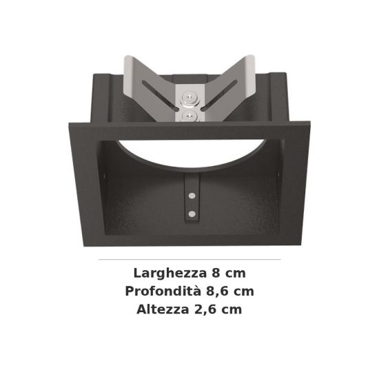 Ideal lux bento cornice quadrata singola per faretti da incasso nera