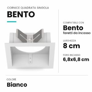 Ideal lux bento cornice quadrata singola per faretti da incasso bianca
