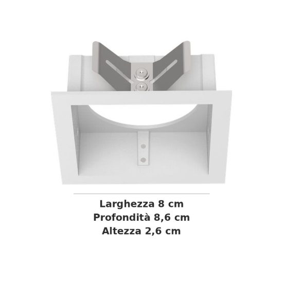 Ideal lux bento cornice quadrata singola per faretti da incasso bianca