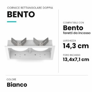 Ideal lux bento cornice rettangolare doppia per faretti da incasso bianca