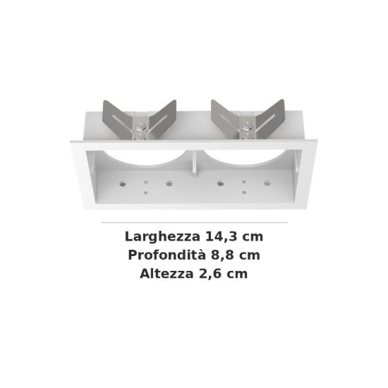Ideal lux bento cornice rettangolare doppia per faretti da incasso bianca