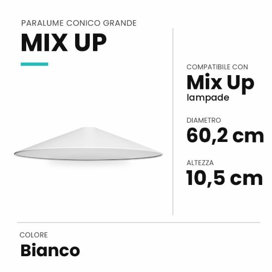 Ideal lux mix up paralume conico grande bianco