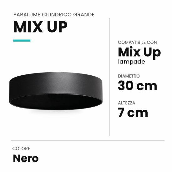 Ideal lux mix up paralume cilindrico grande nero