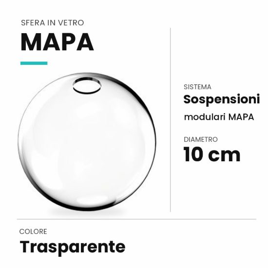 Ideal lux mapa sfera in vetro trasparente 10cm per sospensioni modulari