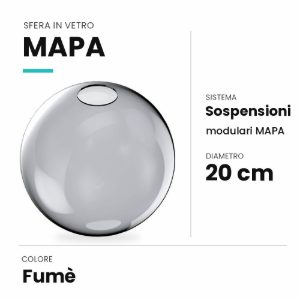 Ideal lux mapa sfera in vetro fumè 20cm per sospensioni modulari