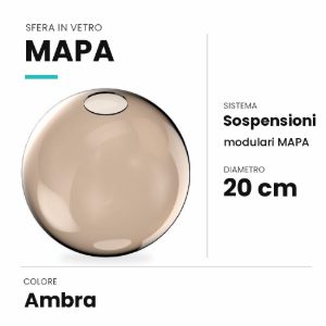 Ideal lux mapa sfera in vetro ambra 20cm per sospensioni modulari