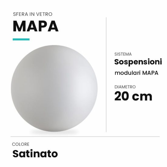 Ideal lux mapa sfera in vetro satinato 20cm per sospensioni modulari