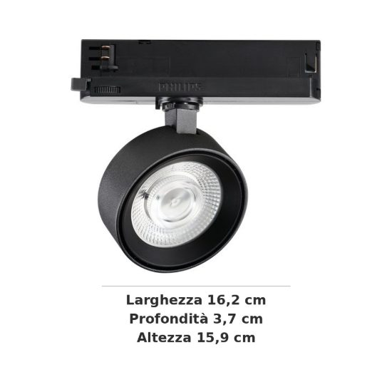 Ideal lux pov faretto per binario trifase orientabile led 22w 3000k rotondo moderno nero