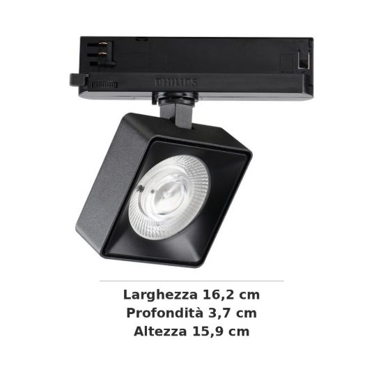 Ideal lux pov faretto per binario trifase orientabile led 22w 3000k quadrato moderno nero