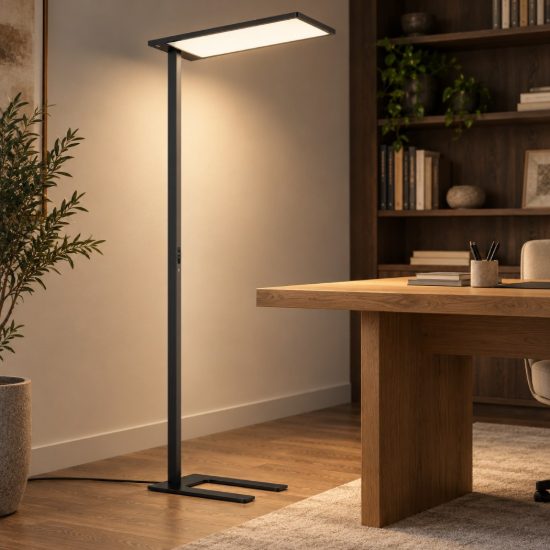 Ideal lux comfort-1 lampada da terra led 76w 3000k con sensori 195cm per ufficio moderna nera