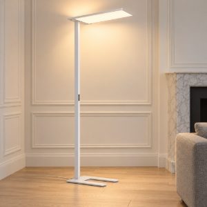Ideal lux comfort-1 piantana led 76w 3000k con sensori 195cm per ufficio moderna bianca