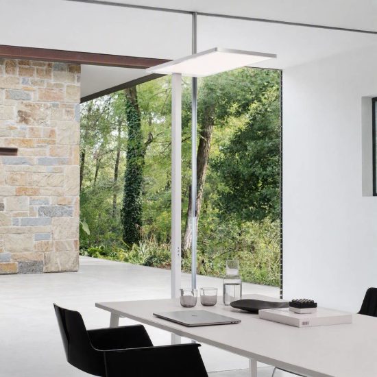 Ideal lux comfort-1 piantana led 76w 3000k con sensori 195cm per ufficio moderna bianca