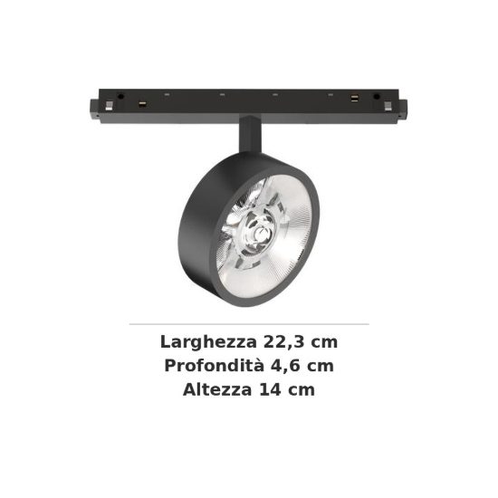 Ideal lux ego faretto piatto per binario 48v orientabile led 9w 3000k dali nero