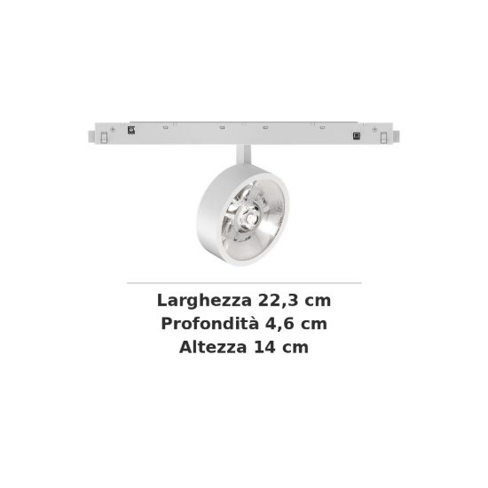 Ideal lux ego faretto piatto per binario 48v orientabile led 9w 3000k dali bianco