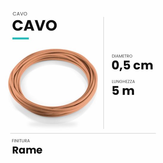 Ideal lux cavo in tessuto 5m rame