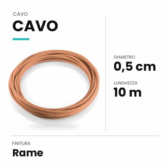 Ideal lux cavo in tessuto 10m rame