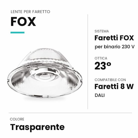 Ideal lux fox lente 23° per faretti 8w dali trasparente