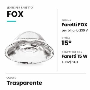 Ideal lux fox lente 15° per faretti 15w 1-10v/dali trasparente