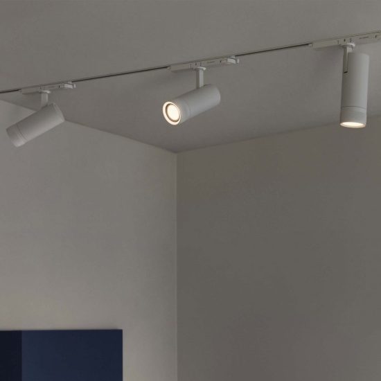 Ideal lux eos faretto per binario trifase orientabile led 15w 3000k con zoom dali cilindrico nero
