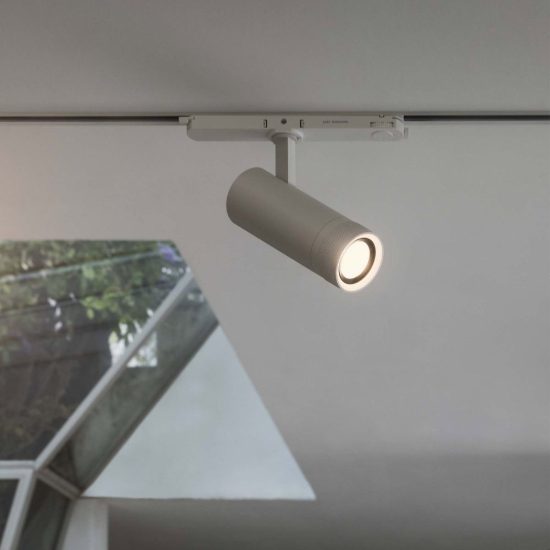 Ideal lux eos faretto per binario trifase orientabile led 15w 3000k con zoom dali cilindrico nero