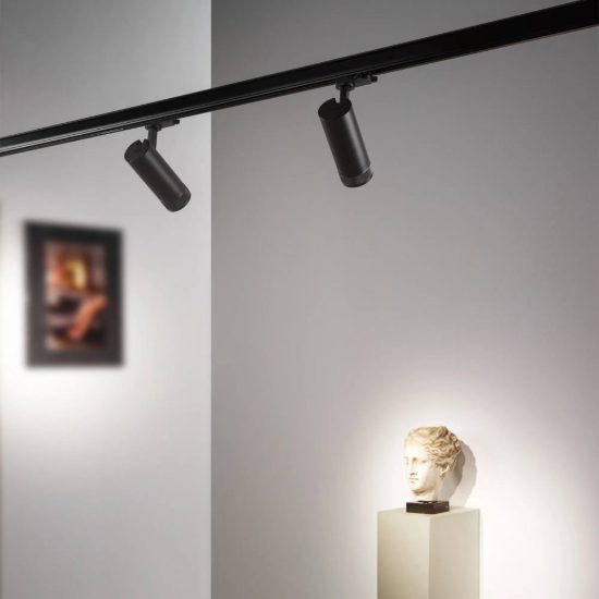 Ideal lux eos faretto per binario trifase orientabile led 15w 3000k con zoom dali cilindrico bianco
