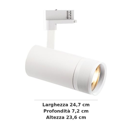 Ideal lux eos faretto per binario trifase orientabile led 25w 3000k con zoom dali cilindrico bianco