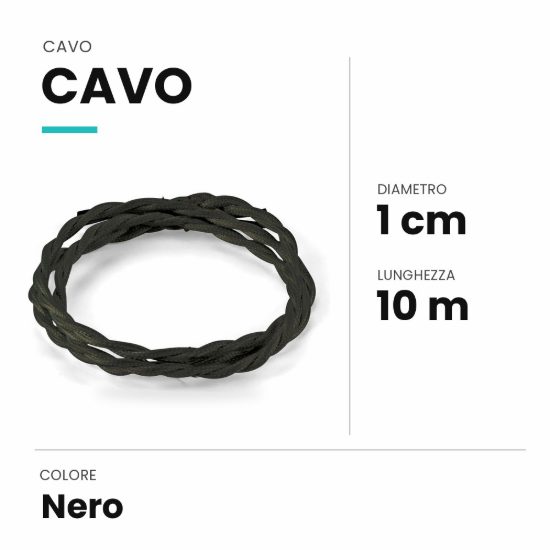Ideal lux cavo in tessuto intrecciato 10m nero