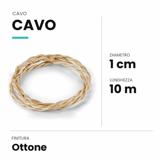 Ideal lux cavo in tessuto intrecciato 10m ottone
