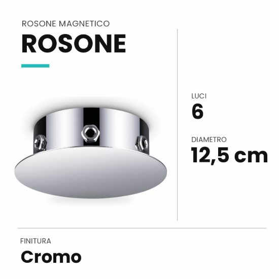 Ideal lux rosone magnetico a 6 luci 12,5cm cromo