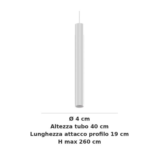 Ideal lux ego pendant tube lampada a sospensione per binario led 12w 3000k 4cm 1-10v bianca