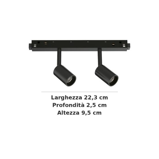 Ideal lux ego faretto doppio per binario 48v orientabile led 5w 3000k 1-10v nero