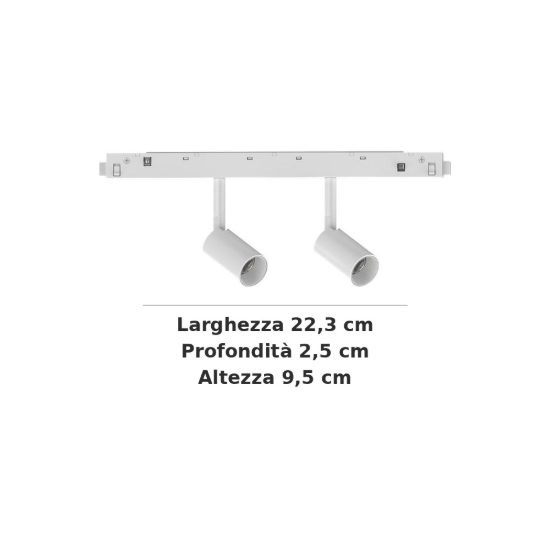 Ideal lux ego faretto doppio per binario 48v orientabile led 5w 3000k 1-10v bianco