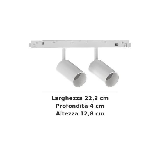 Ideal lux ego faretto doppio per binario 48v orientabile led 16w 3000k 1-10v bianco