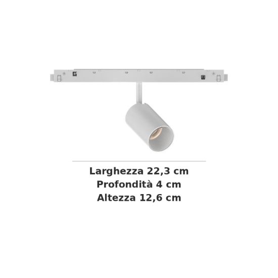 Ideal lux ego faretto per binario 48v orientabile led 8w 3000k 1-10v bianco