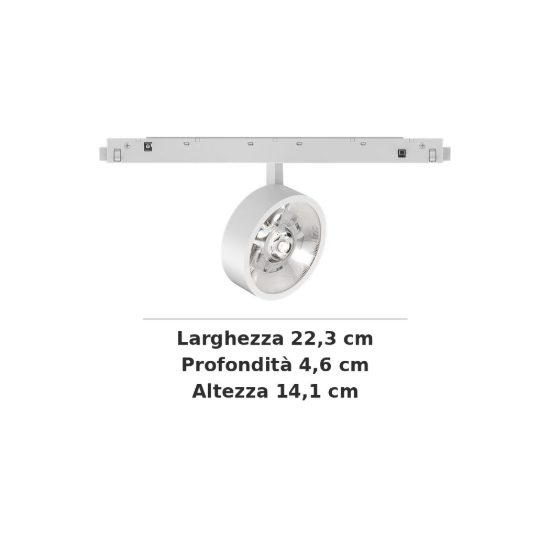 Ideal lux ego faretto piatto per binario 48v orientabile led 9w 3000k 1-10v bianco