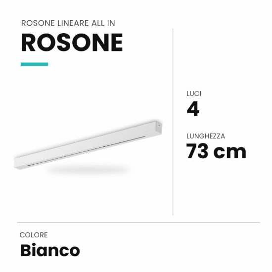 Ideal lux rosone lineare all in a 4 luci 73cm bianco