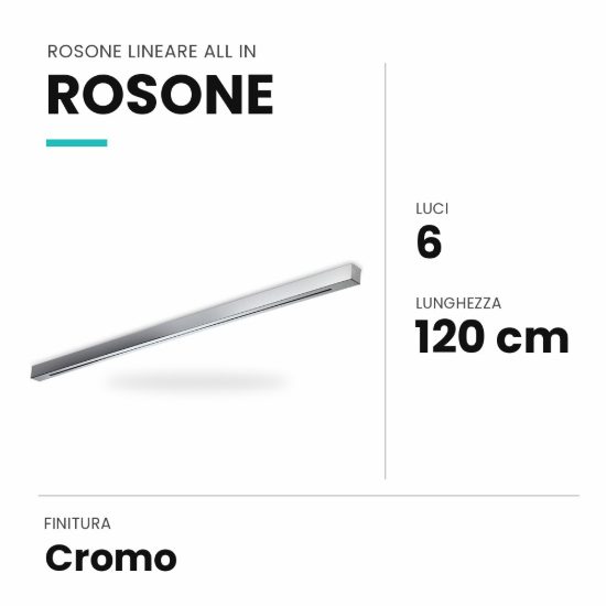 Ideal lux rosone lineare all in a 6 luci 120cm cromo